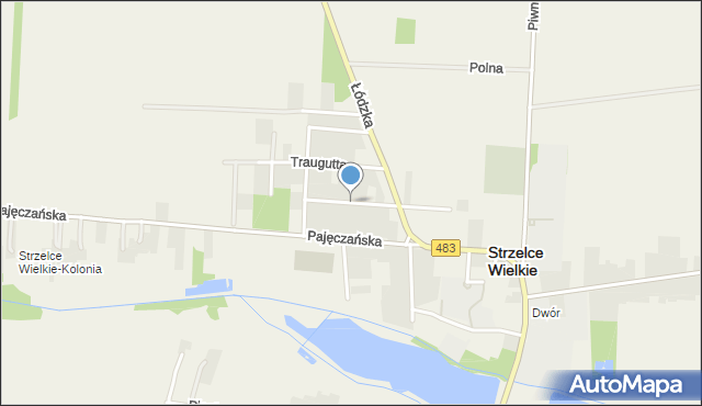 Strzelce Wielkie powiat pajęczański, Dąbrowskiego Henryka, gen., mapa Strzelce Wielkie powiat pajęczański