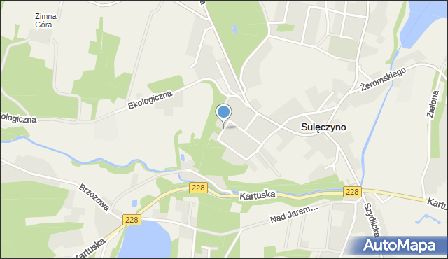 Sulęczyno, Damroki, mapa Sulęczyno