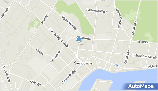Świnoujście, Dąbrowskiego Jarosława, gen., mapa Świnoujście
