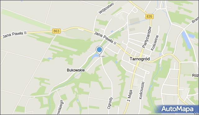 Tarnogród, Dawna Dechnika Józefa, mapa Tarnogród