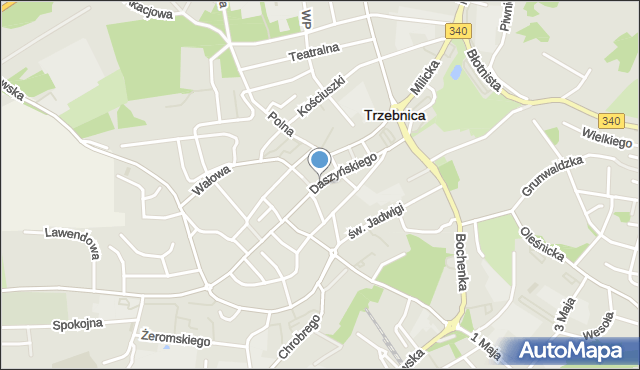 Trzebnica, Daszyńskiego Ignacego, mapa Trzebnica