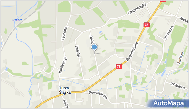 Turza Śląska, Dalków, mapa Turza Śląska