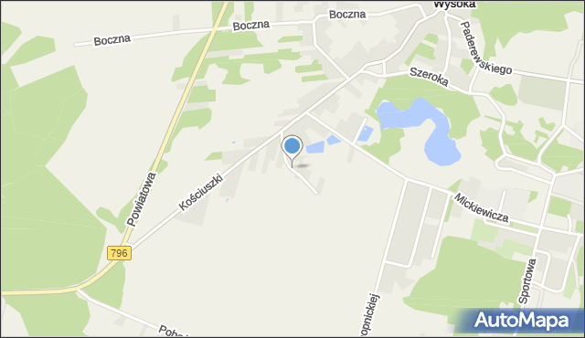 Wysoka gmina Łazy, Dawna Świerczewskiego Karola, gen., mapa Wysoka gmina Łazy