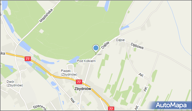 Zbydniów gmina Zaleszany, Dąbie, mapa Zbydniów gmina Zaleszany