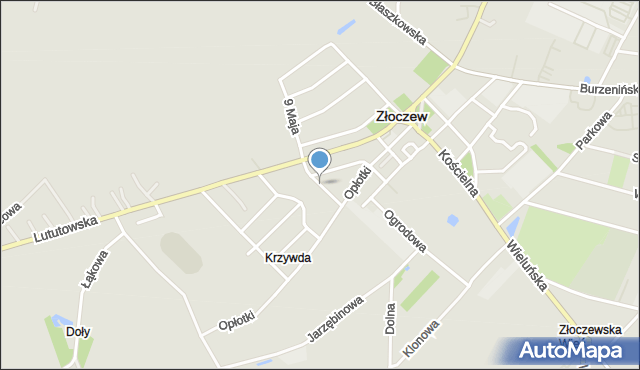 Złoczew, Dawna 20 lecia PRL, mapa Złoczew