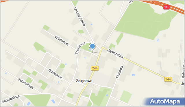 Żołędowo gmina Osielsko, Daglezjowa, mapa Żołędowo gmina Osielsko