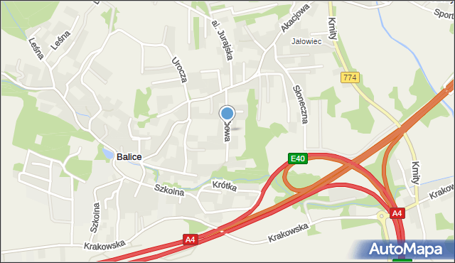 Balice gmina Zabierzów, Dębowa, mapa Balice gmina Zabierzów