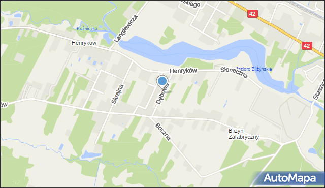 Bliżyn, Dębowa, mapa Bliżyn