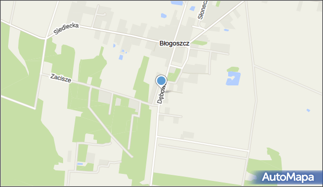 Błogoszcz, Dębowa, mapa Błogoszcz