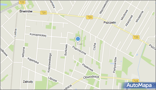 Brwinów, Dębowa, mapa Brwinów