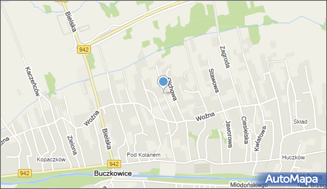 Buczkowice, Dębowa, mapa Buczkowice