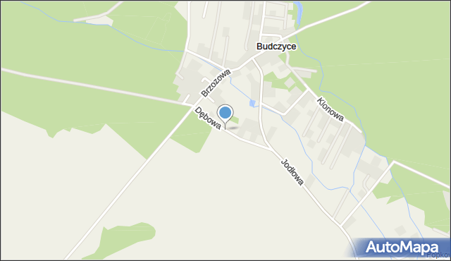 Budczyce, Dębowa, mapa Budczyce