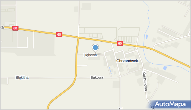 Chrzanówek gmina Opinogóra Górna, Dębowa, mapa Chrzanówek gmina Opinogóra Górna