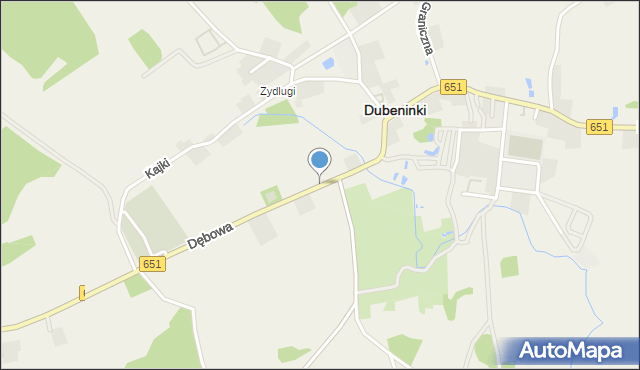 Dubeninki, Dębowa, mapa Dubeninki