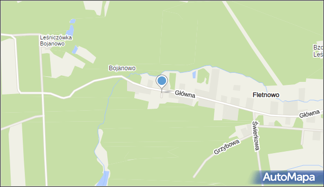 Fletnowo, Dębowa, mapa Fletnowo