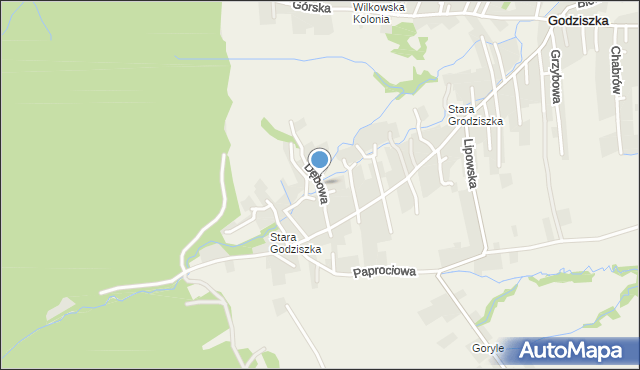 Godziszka gmina Buczkowice, Dębowa, mapa Godziszka gmina Buczkowice