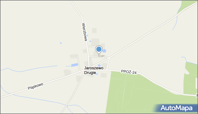 Jaroszewo Drugie, Dębowa, mapa Jaroszewo Drugie