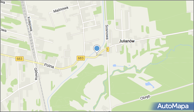 Julianów gmina Góra Kalwaria, Dębowa, mapa Julianów gmina Góra Kalwaria