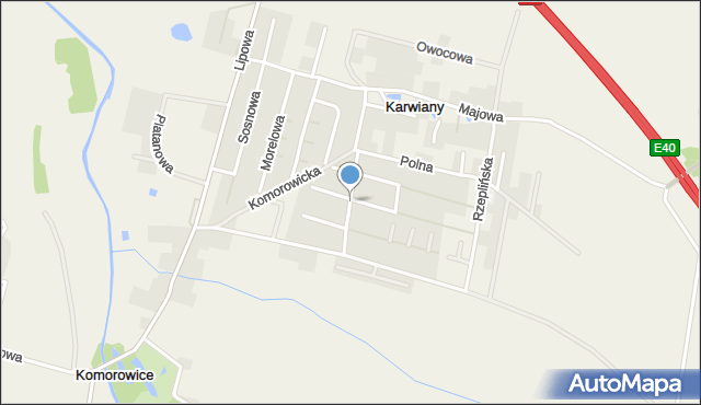 Karwiany, Dębowa, mapa Karwiany