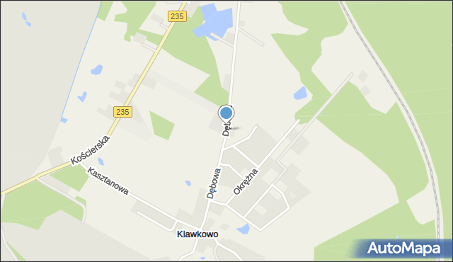 Klawkowo, Dębowa, mapa Klawkowo