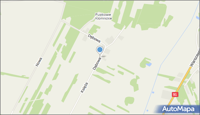 Kłomnice, Dębowa, mapa Kłomnice