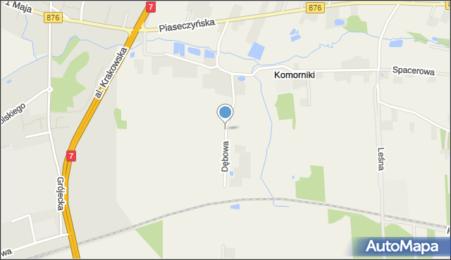 Komorniki gmina Tarczyn, Dębowa, mapa Komorniki gmina Tarczyn