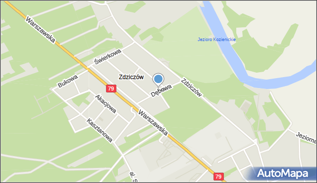 Kozienice, Dębowa, mapa Kozienice