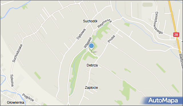 Krosno, Debrza, mapa Krosna