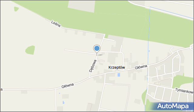 Krzeptów, Dębowa, mapa Krzeptów