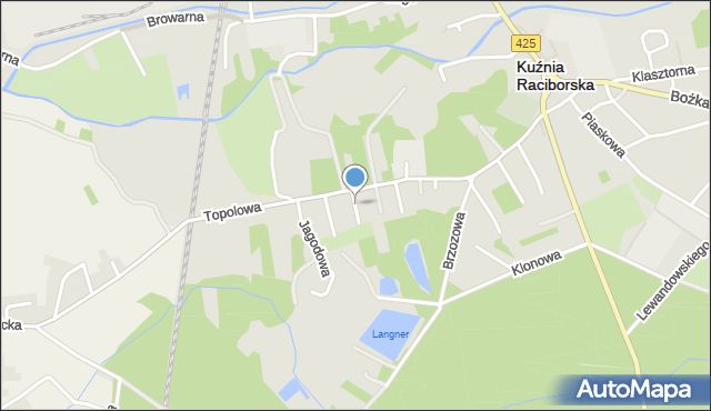 Kuźnia Raciborska, Dębowa, mapa Kuźnia Raciborska