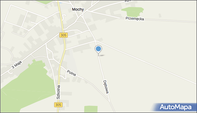 Mochy, Dębowa, mapa Mochy