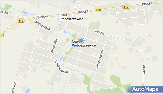 Nowe Proboszczewice, Dębowa, mapa Nowe Proboszczewice