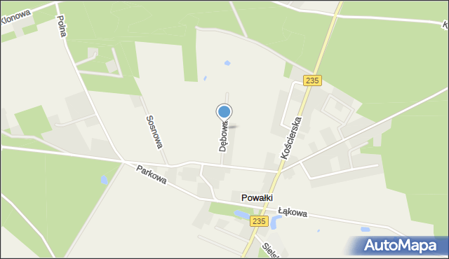 Powałki, Dębowa, mapa Powałki