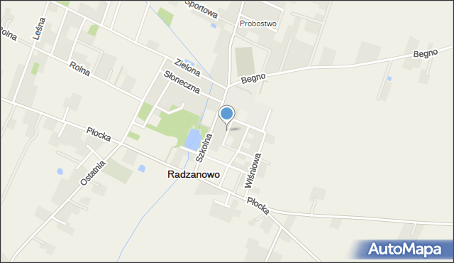 Radzanowo, Dębowa, mapa Radzanowo
