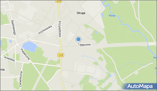 Szczecin, Dębowa, mapa Szczecina