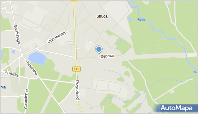 Szczecin, Dębowa, mapa Szczecina