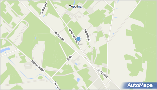 Topolina, Dębowy Tor, mapa Topolina