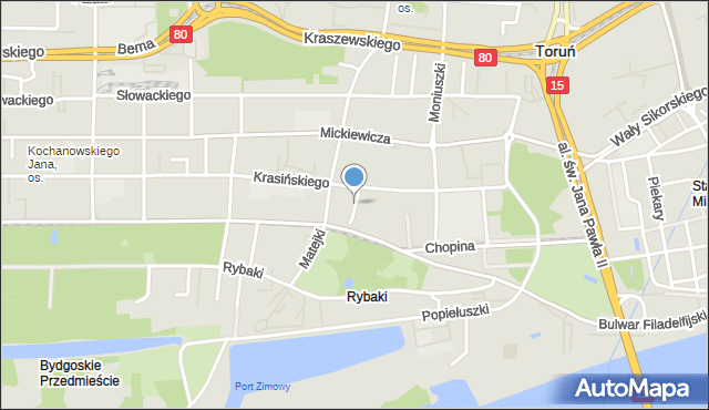 Toruń, Derdowskiego Hieronima, mapa Torunia