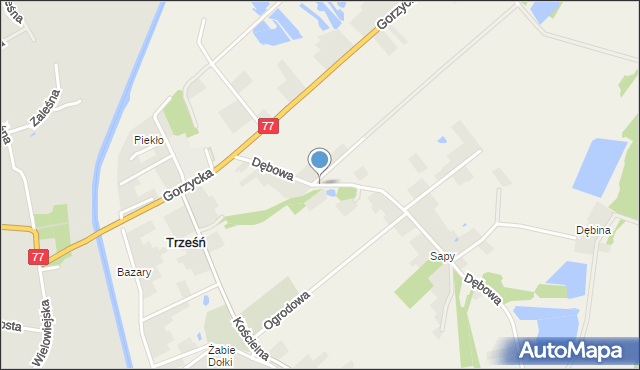 Trześń gmina Gorzyce, Dębowa, mapa Trześń gmina Gorzyce