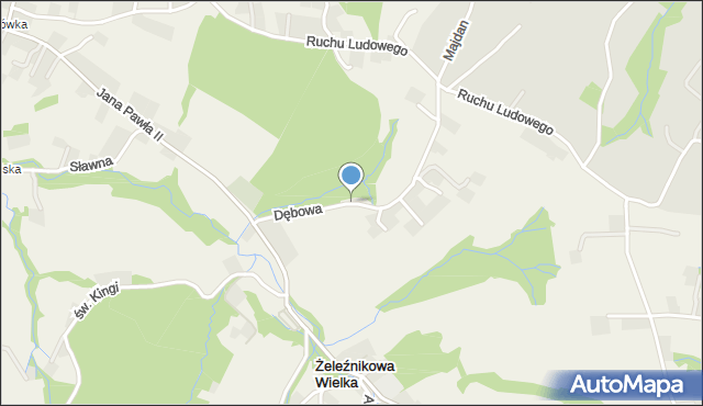 Żeleźnikowa Wielka, Dębowa, mapa Żeleźnikowa Wielka
