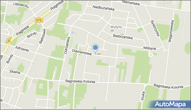 Białystok, Diamentowa, mapa Białegostoku