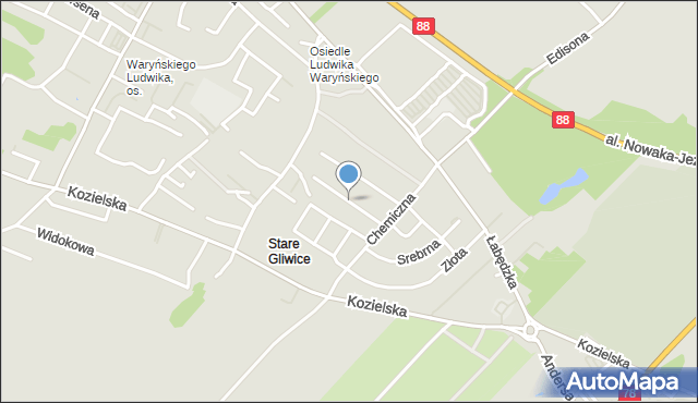 Gliwice, Diamentowa, mapa Gliwic