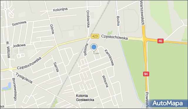 Opole, Diamentowa, mapa Opola