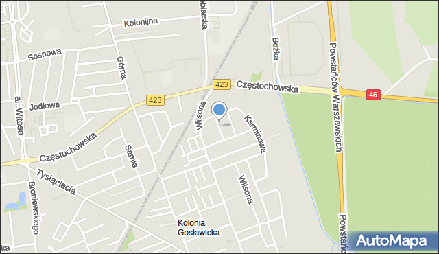 Opole, Diamentowa, mapa Opola