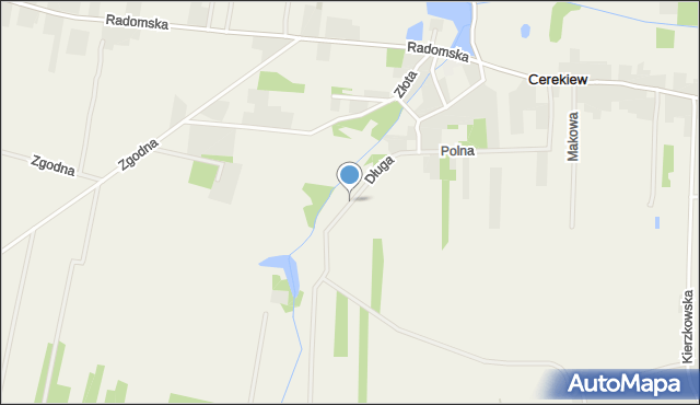 Cerekiew gmina Zakrzew, Długa, mapa Cerekiew gmina Zakrzew
