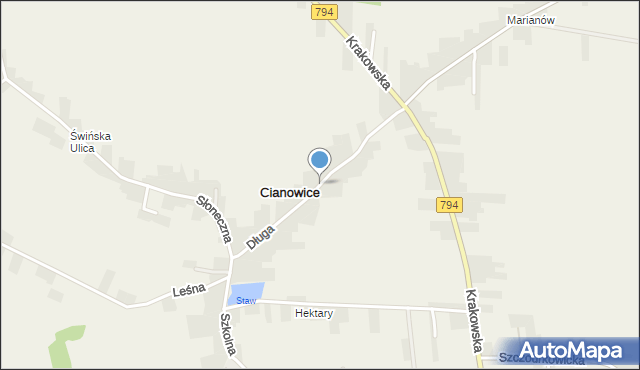 Cianowice, Długa, mapa Cianowice