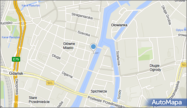 Gdańsk, Długie Pobrzeże, mapa Gdańska