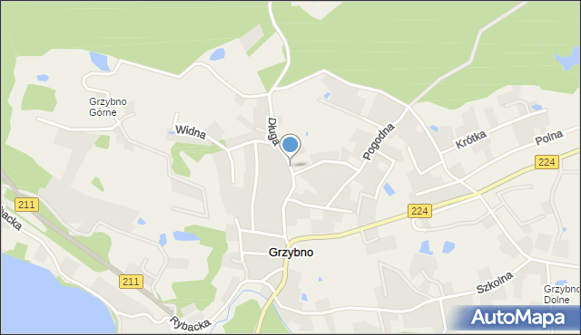 Grzybno gmina Kartuzy, Długa, mapa Grzybno gmina Kartuzy