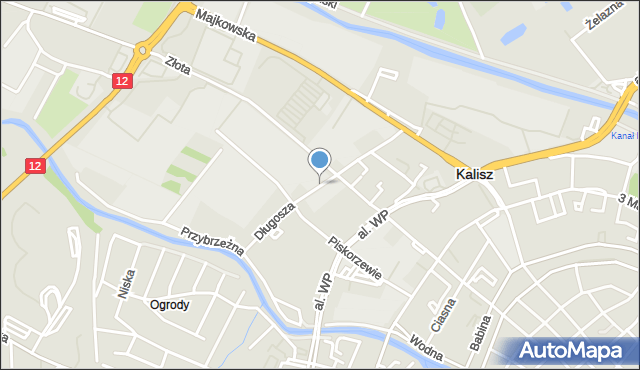 Kalisz, Długosza Jana, mapa Kalisza