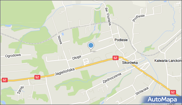 Kalwaria Zebrzydowska, Długa, mapa Kalwaria Zebrzydowska